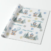 ベアークリスマスワンファースト誕生日冬 ラッピングペーパー (アンロールド)