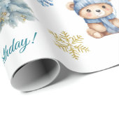 ベアークリスマスワンファースト誕生日冬 ラッピングペーパー (ロールコーナー)