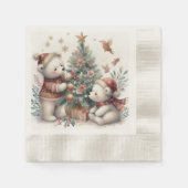 ベアークリスマス1 縁ありカクテルナプキン (正面)