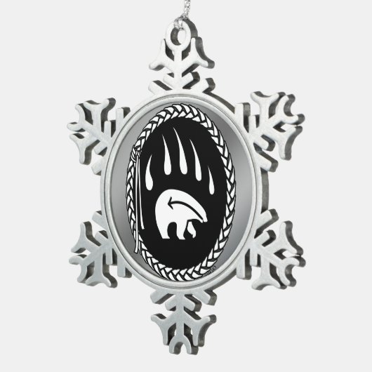 ベアークローオーナメントホリデートバルベアーデコレーション スノーフレークピューターオーナメント (右)