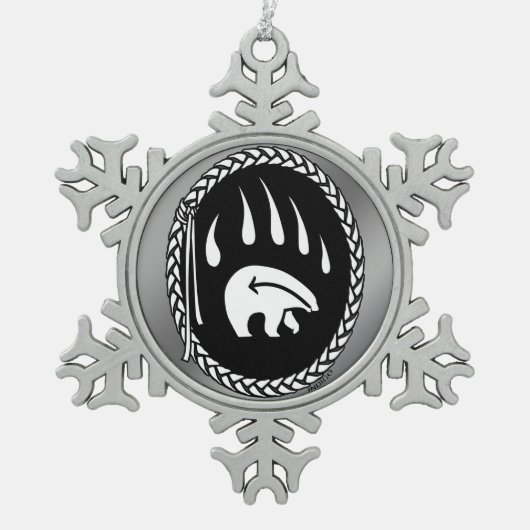 ベアークローオーナメントホリデートバルベアーデコレーション スノーフレークピューターオーナメント (正面)