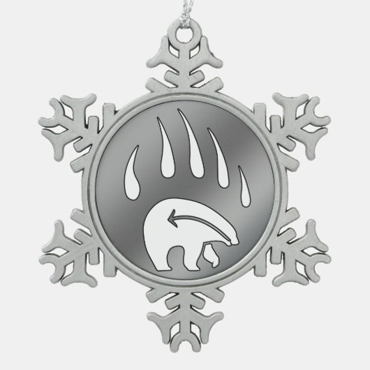 ベアークローオーナメントホリデートバルベアーデコレーション スノーフレークピューターオーナメント (正面)