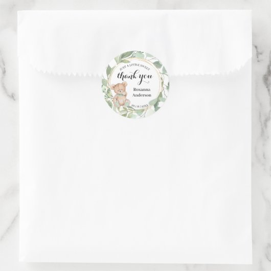 ベアーグリーンベビーシャワー甘いお菓子Clasi ラウンドシール (バッグ)