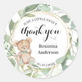 ベアーグリーンベビーシャワー甘いお菓子Clasi ラウンドシール (正面)