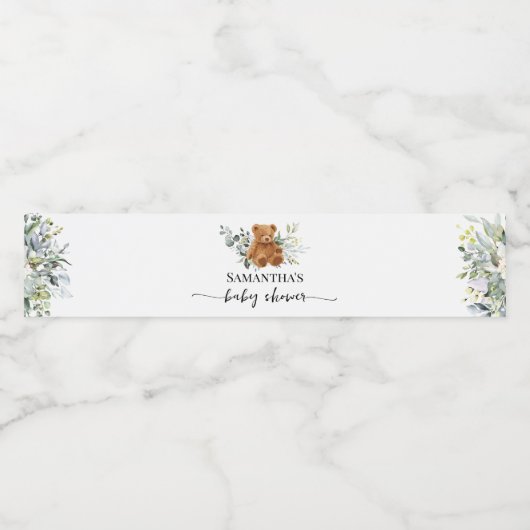 ベアーグリーンユーカリ赤ちゃんシャワー水瓶 ペットボトルラベル (シングルラベル)