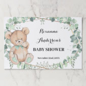 ベアーグリーンリーベビーシャワーティアウェイ紙ランチョンマット ペーパーパッド (正面)