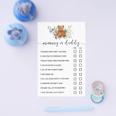 ベアーグリーンリーママまたはパパベビーシャワーゲームカード チラシ (シングル)