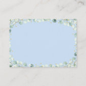 ベアーグリーンリー金ゴールドブルーベビーシャワーおむつラッフル エンクロージャーカード (裏面)