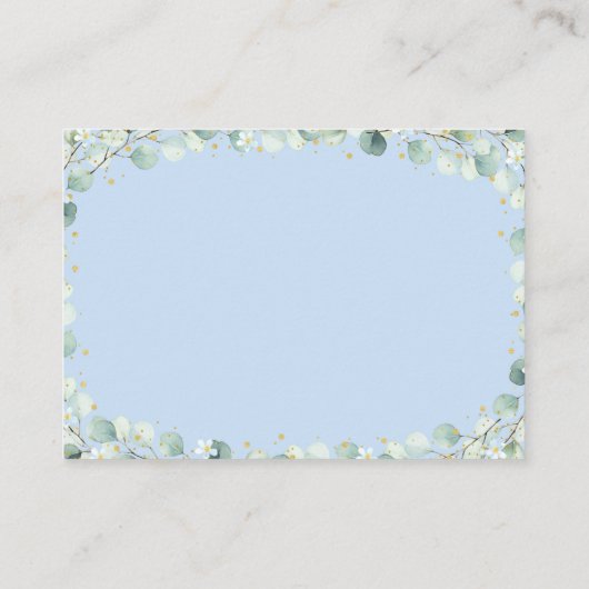 ベアーグリーンリー金ゴールドブルーベビーシャワーおむつラッフル エンクロージャーカード (裏面)