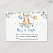 ベアーグリーンリー金ゴールドブルーベビーシャワーおむつラッフル エンクロージャーカード (正面)