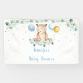 ベアーグリーンリー金ゴールドブルーボーイベビーシャワー 横断幕 (横)