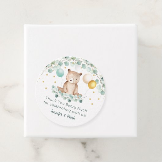 ベアーグリーンリー金ゴールドベビーシャワーありがとう フェイバータグ (インサイチュ)