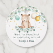 ベアーグリーンリー金ゴールドベビーシャワーありがとう フェイバータグ (正面)