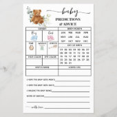 ベアーグリーン予測アドバイスベビーシャワーカード チラシ (正面)