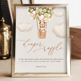 ベアーグリーン金ゴールドバルーンおむつラッフルサイン フォトプリント