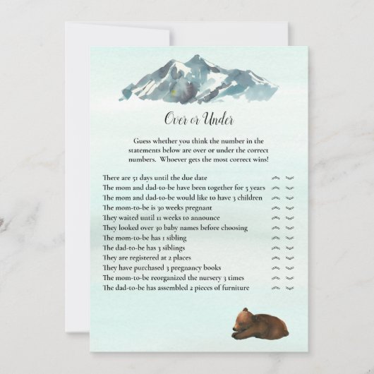 ベアーゲームの上または下での森林の冒険 招待状 (正面)