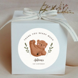 ベアーサンキューベアウェイボーイバースデーパーティー ラウンドシール