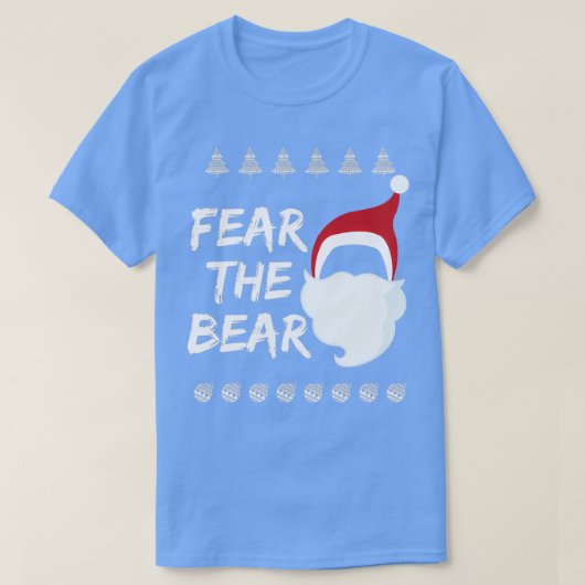 ベアーサンタスの髭とクリスマスハットのジョークを恐れる Tシャツ (デザイン正面)