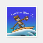 ベアーサーファー誕生日 スタンダードカクテルナプキン (正面)