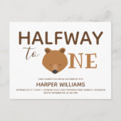 ベアーシックスカ月ベビーハーフ誕生日 インビテーションポストカード (正面)