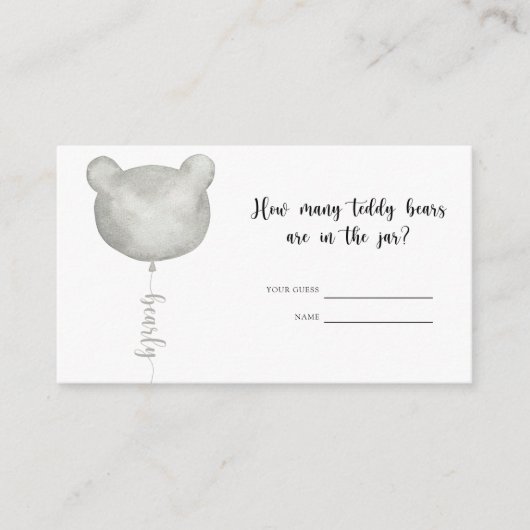 ベアーシャワーはテディベアの数を推測する エンクロージャーカード (正面)