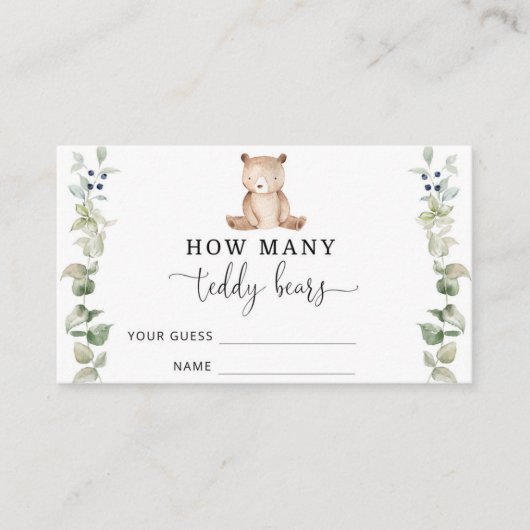 ベアーシャワーはテディベアの数を推測する エンクロージャーカード (正面)