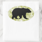 ベアーシルエットオーバルステッカー 楕円形シール (バッグ)