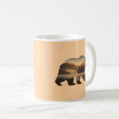 ベアーシルエットデザインとサンセットビュー コーヒーマグカップ (正面右)