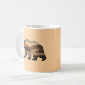 ベアーシルエットデザインとサンセットビュー コーヒーマグカップ (正面左)