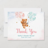 ベアージェンダーがピンクとブルーの風船を明らかに サンキューカード (正面)