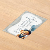 ベアージャンベビーシャワーブルーアクリル招待状 アクリル招待状 (レイダウン)