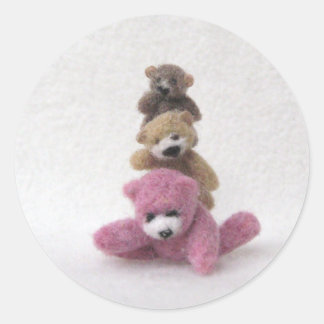 ベアーステッカー3人 ラウンドシール