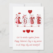 ベアーズおもしろい赤いハートロマンチックなバレンタインデー シーズンカード (正面)