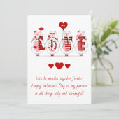 ベアーズおもしろい赤いハートロマンチックなバレンタインデー シーズンカード (スタンド正面)