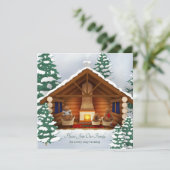 ベアーズアットホームコージーログキャビンパーソナライズされたホリデイ 招待状 (スタンド正面)