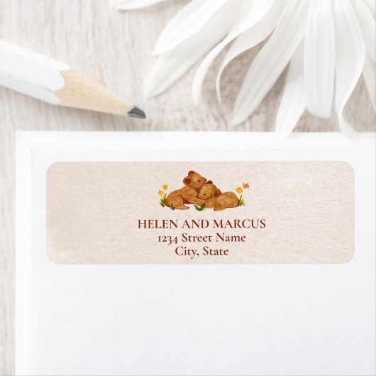 ベアーズイラストレーションベビーシャワー戻りアドレスのラベル ラベル (インサイチュ)