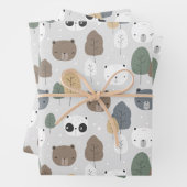 ベアーズインザフォレストパターンパンダTeddy Polar Bear ラッピングペーパーシート (インサイチュ)