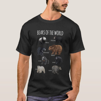 ベアーズオブザワールドパンダポーラグリズリーブラックかわいい Tシャツ