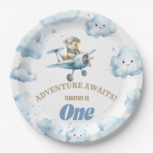 ベアーズスカイワードソイリー:最初の誕生日紙プレート ペーパープレート (正面)