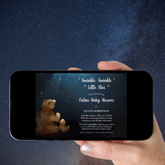 ベアーズトゥインクルリトルスターオンライン赤ちゃんシャワー 招待状