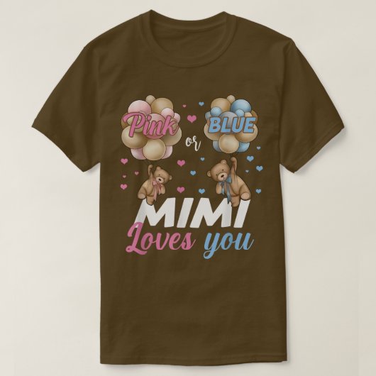 ベアーズピンクまたはブルーMimi愛する性別を明かす Tシャツ (デザイン正面)