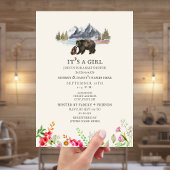 ベアーズマウンテンワイルドフラワーベビーシャワー招待状 招待状