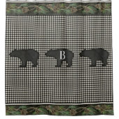 ベアーズマウン素朴テンキャビン白黒パインコーン シャワーカーテン (正面)