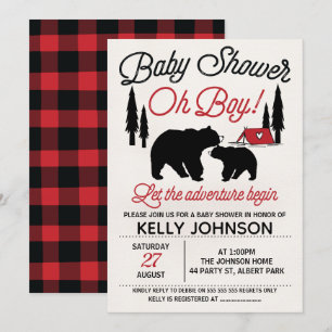 ベアーズランバージャックベビーシャワー招待状 招待状
