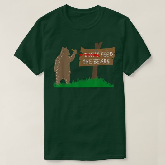 ベアーズ食べ物を与えプ・キャンプおもしろいング Tシャツ (デザイン正面)
