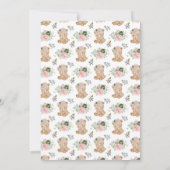 ベアーセージ緑とピンクの花ベビーシャワー 招待状 (裏面)