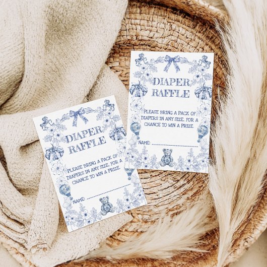 ベアーチノイスリーフローラベビーシャワーおむつラッフル エンクロージャーカード