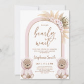 ベアーツインガールズベビーシャワー招待状 招待状 (正面)