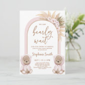 ベアーツインガールズベビーシャワー招待状 招待状 (スタンド正面)