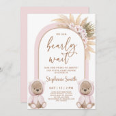 ベアーツインガールズベビーシャワー招待状 招待状 (正面/裏面)